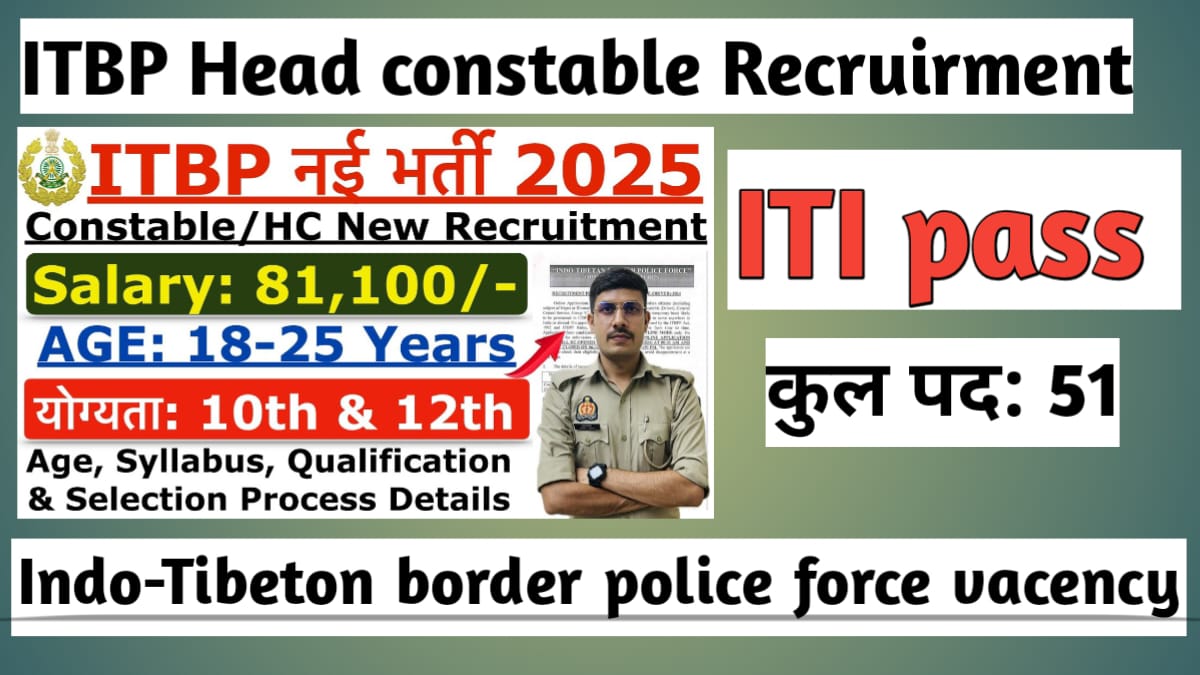 ITBP Head Counstable Vacancy: बिहार सरकार द्वारा नया अपडेट हुआ जारी, जल्दी करें आवेदन